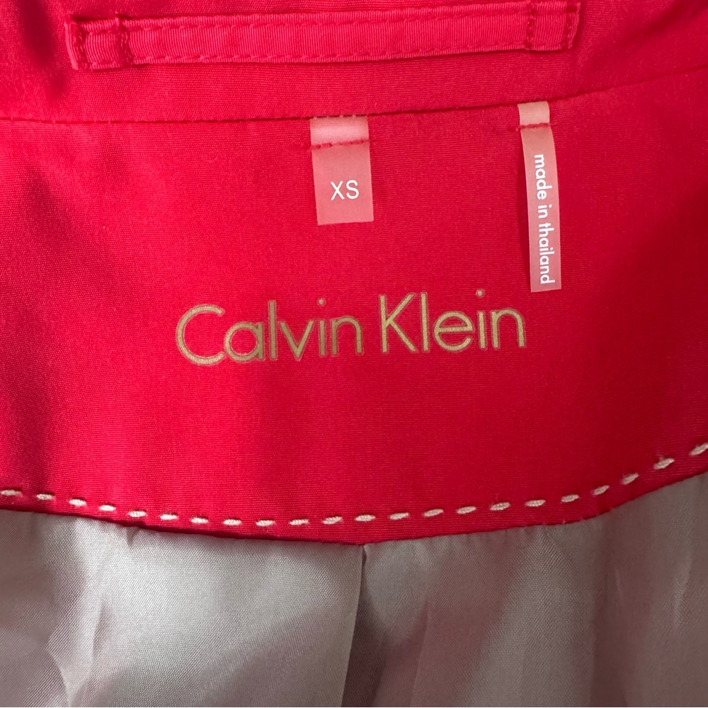 Calvin Klein Red Trench Coat with Belt - Picture 8 of 10
